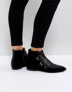 Замшевые ботинки с пряжками Pieces - Черный