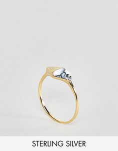 Кольцо из позолоченного серебра с полудрагоценным камнем ASOS - Золотой