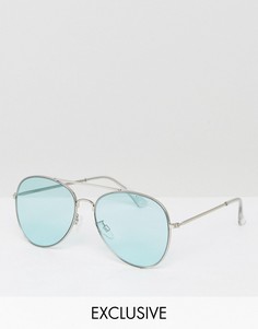 Солнцезащитные очки-авиаторы с цветными стеклами Monki - Синий