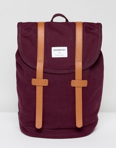 Рюкзак из органического хлопка с кожаными ремешками Sandqvist Stig - Красный