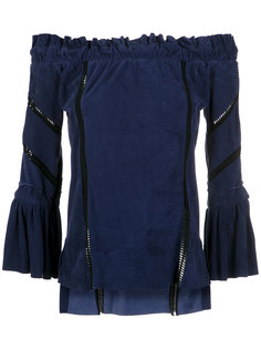 off the shoulder chamois blouse Andrea Bogosian