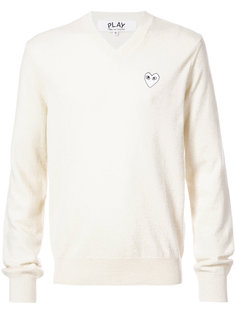 crew neck pullover with white heart Comme Des Garçons Play