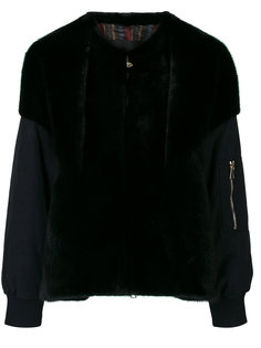 contrast material bomber jacket Blancha