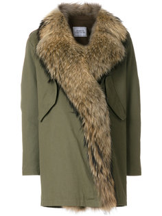 racoon fur trim coat Forte Couture