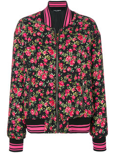 куртка-бомбер с принтом роз  Dolce & Gabbana