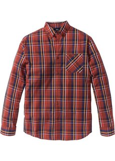 Клетчатая рубашка Regular Fit с длинным рукавом (темно-оранжевый/синий в клетку) Bonprix