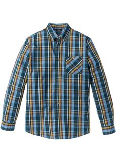 Клетчатая рубашка Regular Fit с длинным рукавом (синий/желтый в клетку) Bonprix