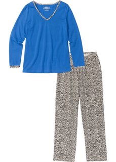 Пижама с длинными брюками (голубой/леопардовый) Bonprix