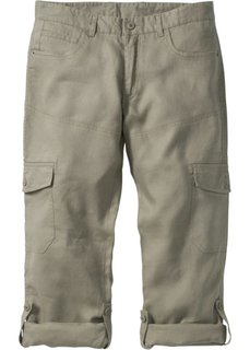 Льяные брюки-карго Regular Fit с хлястиками, низкий + высокий рост (U + S) (хаки) Bonprix