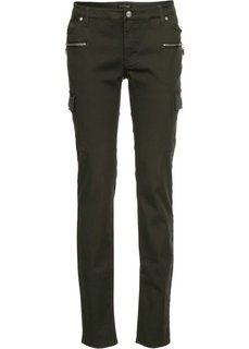 Эластичные брюки-карго Skinny (темно-оливковый) Bonprix