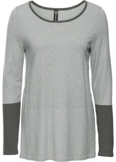 Вязаный пуловер (светло-серый меланж/темно-серый) Bonprix