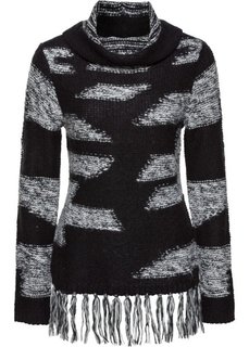 Пуловер с бахромой (красный в поперечную полоску) Bonprix