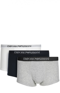 Комплект из трех хлопковых боксеров с широкой резинкой Emporio Armani