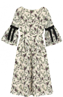 Приталенное платье-миди с цветочным принтом Erdem