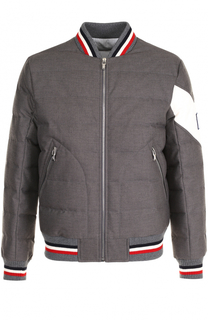 Стеганый пуховый бомбер на молнии Moncler