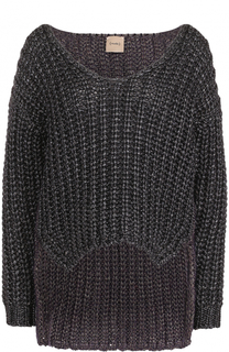 Пуловер фактурной вязки с удлиненной спинкой Nude