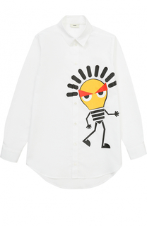 Хлопковая рубашка с принтом Fendi Roma