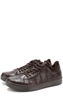 Кеды из кожи крокодила на шнуровке Dami