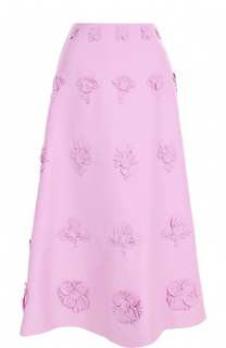 Юбка-миди А-силуэта с цветочной отделкой Valentino