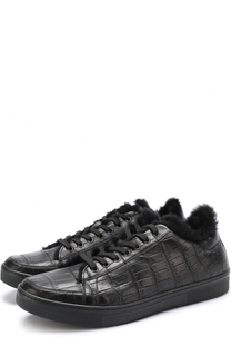 Кеды из кожи крокодила на шнуровке Dami