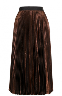 Плиссированная шелковая юбка с металлизированной отделкой Christopher Kane