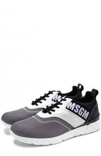 Текстильные кроссовки на шнуровке с замшевой отделкой MSGM