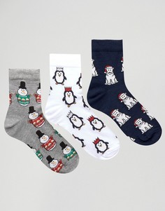 3 пары носков ASOS Christmas - Мульти