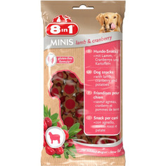 Лакомство 8 in 1 Minis Lamb & Cranberry 100g для собак 122746