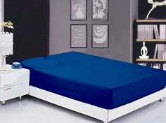Постельное белье Valtery PRMF-2 180x200 Простынь на резинке Софткоттон Blue