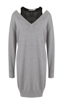 Платье свободного кроя с перфорированной вставкой T by Alexander Wang