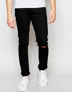 Черные джинсы слим с рваными коленями Only & Sons - Черный