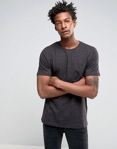 Длинная черная футболка в крапинку Troy - Черный