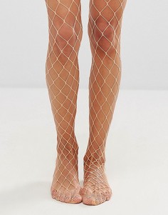 Колготки персикового цвета в крупную сетку ASOS - Оранжевый