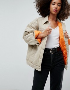 Светло-серая утепленная джинсовая куртка ASOS - Светло-серый