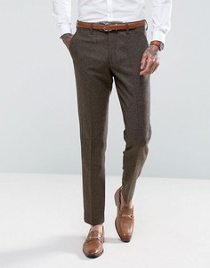 Коричневые узкие брюки с узором в елочку Gianni Feraud - Коричневый