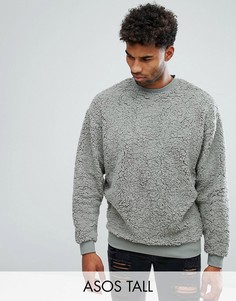 Свитшот оверсайз из искусственного меха ASOS TALL - Зеленый