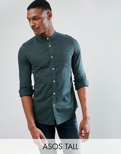 Зеленая джинсовая стретчевая рубашка с воротом на пуговице ASOS TALL - Зеленый