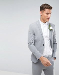 Супероблегающий эластичный пиджак Selected Homme Wedding - Серый
