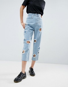 Синие джинсы с рваной отделкой ASOS WHITE - Синий