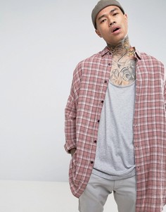 Oversize-рубашка в клетку с заниженной линией плеч ASOS - Розовый