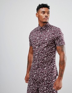 Зауженная эластичная рубашка с цветочным принтом ASOS - Фиолетовый