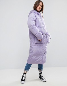 Длинная дутая куртка с карманами ASOS - Фиолетовый
