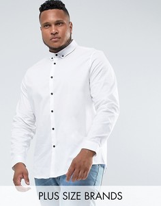 Эластичная приталенная рубашка с контрастными пуговицами ASOS PLUS - Белый