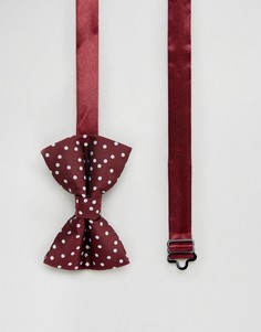 Бордовый галстук-бабочка в горошек ASOS - Красный