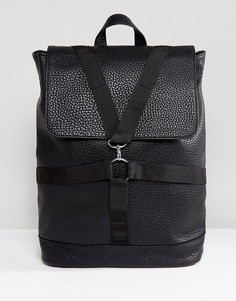 Черный рюкзак из искусственной кожи с ремешками ASOS - Черный