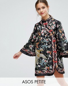 Платье мини с вышивкой и воротником в восточном стиле ASOS PETITE - Мульти