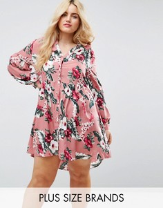 Свободное платье с пышными рукавами на манжетах Influence Plus - Мульти