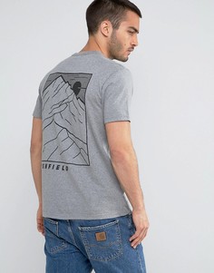 Серая меланжевая футболка классического кроя с принтом на спине Penfield - Серый