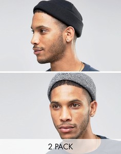 2 шапки-бини (черный/крученая пряжа) ASOS - СКИДКА - Черный