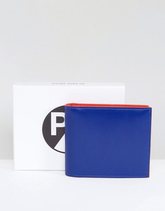 Синий кожаный бумажник с тиснением PS by Paul Smith - Синий